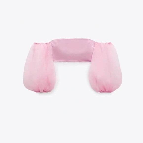NWOT Zara pink organza crop top, S - Picture 7 of 13